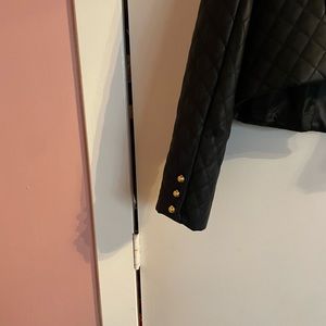 ASOS quilted leather jacket with gold buttons, UK 18